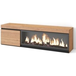 Skraut home Mueble tv efecto madera roble 158x35x45cm chimenea efecto fuego