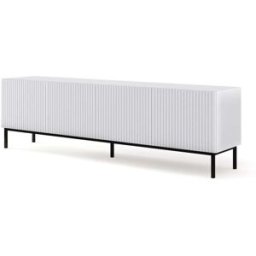 AKL FURNITURE Mueble para TV efecto madera Blanco y Negro LED