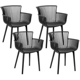 Beliani Conjunto de 4 sillas de jardín negro