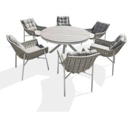 dcb garden Conjunto de comedor de jardín de 6 plazas - blanco
