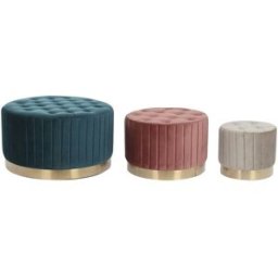 NIYLO Conjunto de 3 reposapiés de poliéster y acero verde 80x80x45 cm