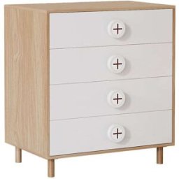 Urban Meuble Cómoda de madera clara y blanca con 4 cajones