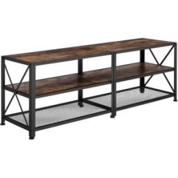 Tectake Mueble bajo para televisor, madera industrial oscura, rústica