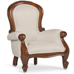 MOYCOR Sillón baby de madera de caoba marrón y poliéster blanco