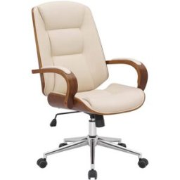 CLP Silla de oficina giratoria regulable en Simil cuero Nogal/crema