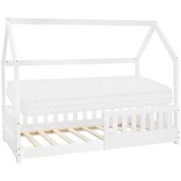 ML-Design Cama infantil tipi 80x160cm color blanco con colchón de espuma fría