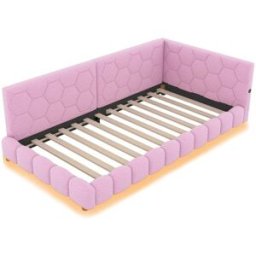 MODFU Cama infantil de terciopelo rosa 90x200 cm con usb y led