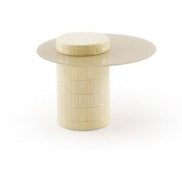 GEESE HOME Mesa auxiliar de metal color vainilla con cristal