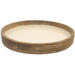 Aulica Bandeja blanca de madera de mangos 40x40x4cm