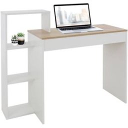 ML-Design Escritorio con estantería 110x72x40 cm Blanco/Madera de roble Sonoma
