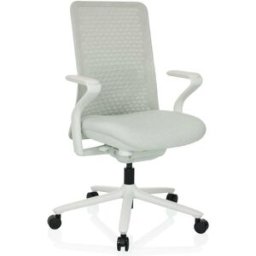 hjh OFFICE Silla alta gama tela / tejido de malla gris claro