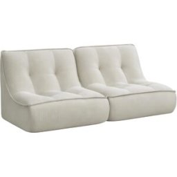 Oviala Juego de 2 sillones de tela 160 x 90 x 70 cm color crudo