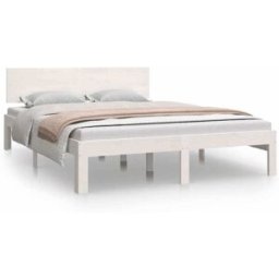 Maison Chic Cama matrimonial madera maciza blanco king size 150x200 cm