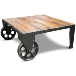 PIB Mesa de centro móvil de madera marron