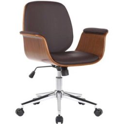 CLP Silla de oficina giratoria regulable en madera nogal/marrón