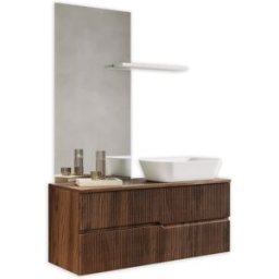 AQA DESIGN Mueble de baño 4 piezas en mdf roble oscuro
