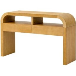 Urban Meuble Consola efecto madera de diseño curvo con 2 cajones 120x35,5 cm