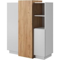 AKL FURNITURE Cómoda efecto madera Blanco y Crema