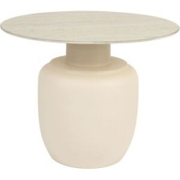 Drawer Mesa baja redonda efecto travertino ø60cm - beige