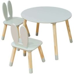 Mobili Rebecca Conjunto con mesa baja y 2 sillas para niños de mdf verde