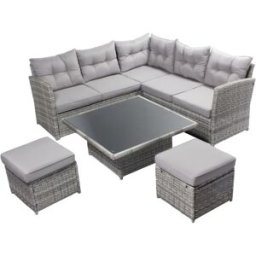 Concept Usine Conjunto de muebles de jardín gris de 6 plazas