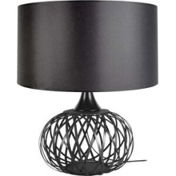 Tosel Lámpara de mesa metal antracita y negro pantalla negro