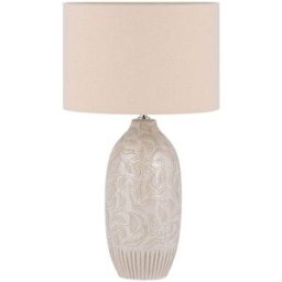 Beliani Lámpara de mesa cerámica beige