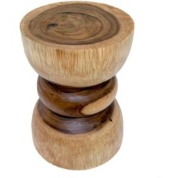 NATYAL Mesa auxiliar taburete de madera maciza forma redonda d.30 x 40cm