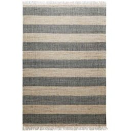 Green Loop Alfombra plana tejida a mano con rayas antracita y beige 200x290