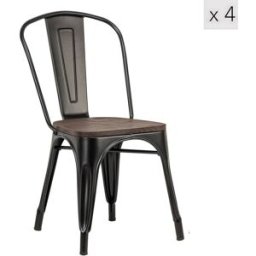 Nordlys Set 4 sillas estilo industrial en acero y madera