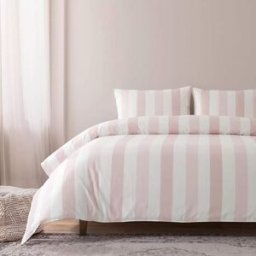 Casa da Laura Funda nórdica rayas 100% algodón rosa palo cama 135/150 cm (240 x 220