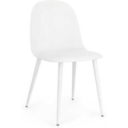 Bizzotto Silla de comedor de acero blanco y polipropileno