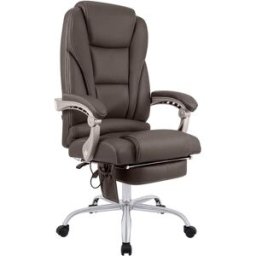 CLP Silla de oficina giratoria regulable en cuero auténtico marrón