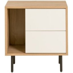 Kenay Home Mesita de noche efecto madera natural - blanco 35 cm x 52 cm