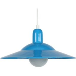 Tosel Suspensión cúpula metal blanco pantalla azul