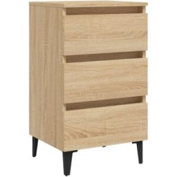 Maison Chic Mesita de noche,mesa de noche y patas de metal marrón 40x35x69cm