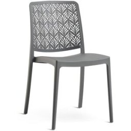Beobeo Set de 6 sillas de jardín apilables en resina gris oscuro