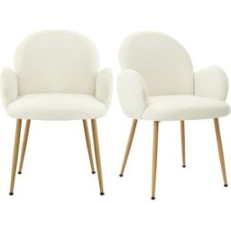 Moloo Silla de tela cozy ecru y acero con acabado madera (x2)
