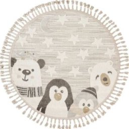 The Deco Factory Alfombra infantil redonda suave animales polares blanca 130x130