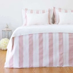 Casa da Laura Funda nórdica rayas 100% algodón rosa cama 90 cm (160 x 220 cm 1 coj