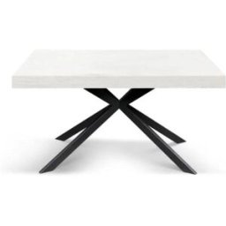 Konte.Design Mesa de madera blanco, base en forma de x antracita, 180×90-260×90