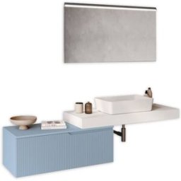 AQA DESIGN Mueble de baño 4 piezas en mdf blanco/azul tiffany