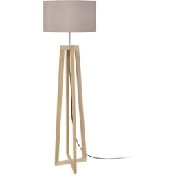 Tosel Lámpara de pie cuadrúpedo madera taupe metal pantalla taupe