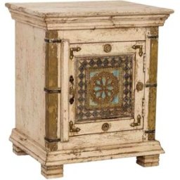 Wanderlust deco Mesita de noche de madera artesanal blanca 50x40x59 alt. Cm