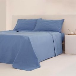 Cotton Artean Juego de sábanas percal algodón 200 hilos azul 250x270 Cama 160