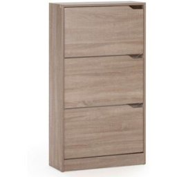 HOMN Mueble zapatero 3 puertas color roble, para 18 pares