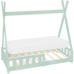 ML-Design Cama infantil tipi 70 x 140 cm color menta con colchón espuma fría