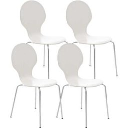 CLP Set de 4 sillas con patas de metal y asiento en madera blanco