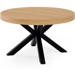 Koketto Home Mesa redonda extensible con tapa de 120 cm roble y patas negras