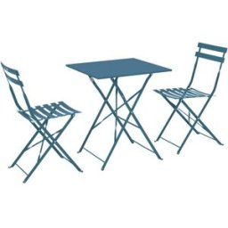 Oviala Mesa de jardín tipo bistró y 2 sillas plegables azul pacifico